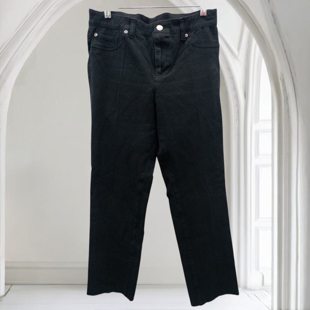 Chico's So Slimming Girlfriend Slim Leg Ankle Jeans Women's 1 US 8 Black Stretch